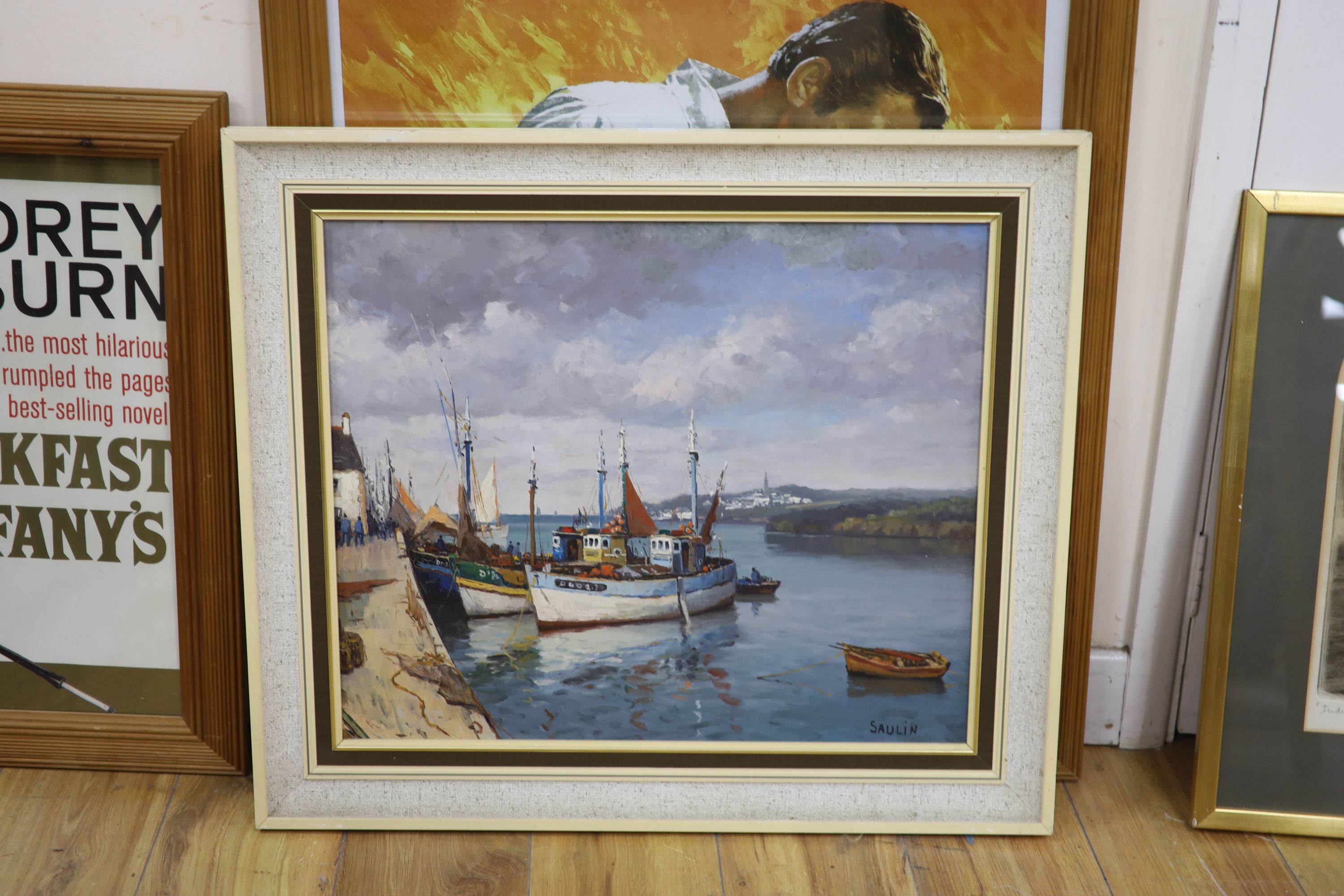 Saulin (French 20th century), oil on canvas, 'Treboul (Finiestere)', signed, 45 x 54cm 44.5 x 53.5cm